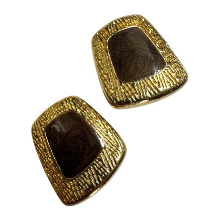 1980s Modernist Rectangular Clip On Earrings