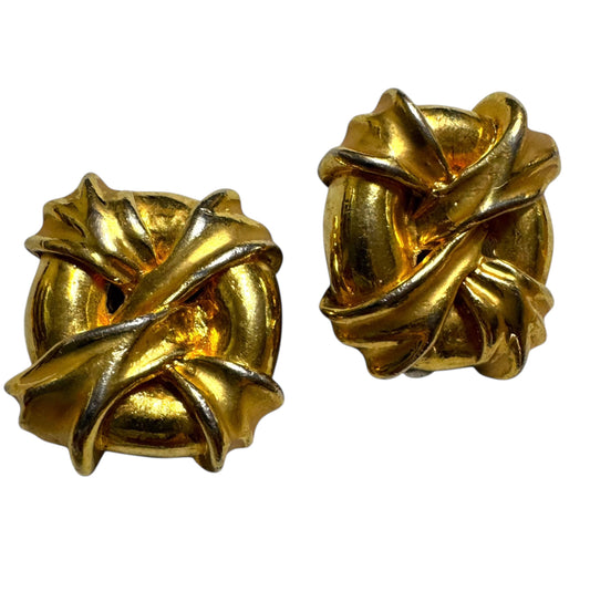 Large 1980s Twisted Knot Statement Clip On Earrings