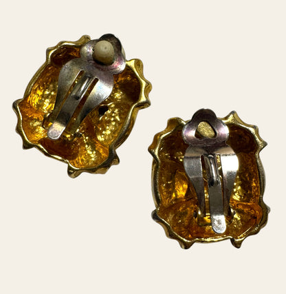 Large 1980s Twisted Knot Statement Clip On Earrings