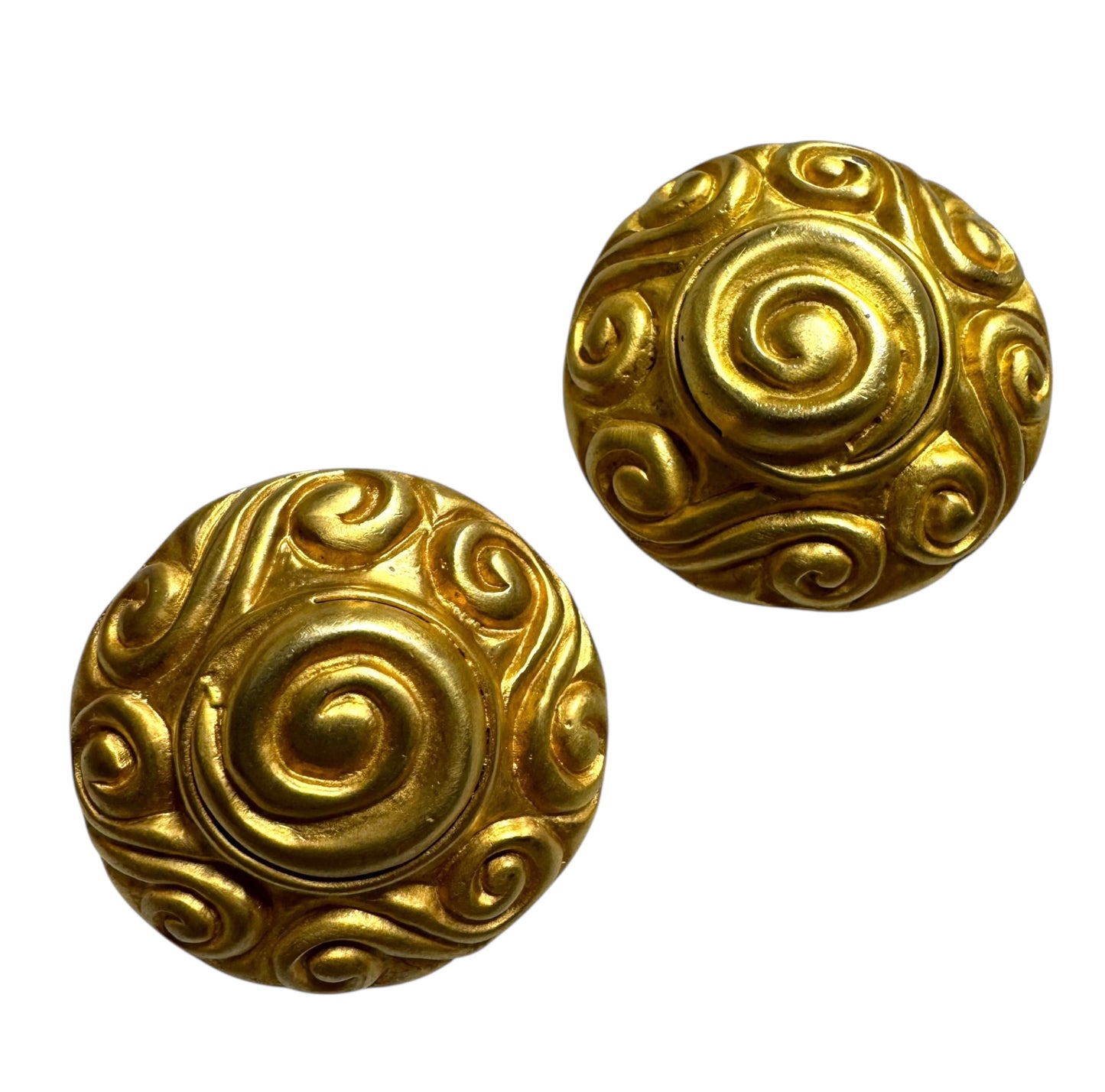 Vintage Sculpted Gold Swirl Earrings