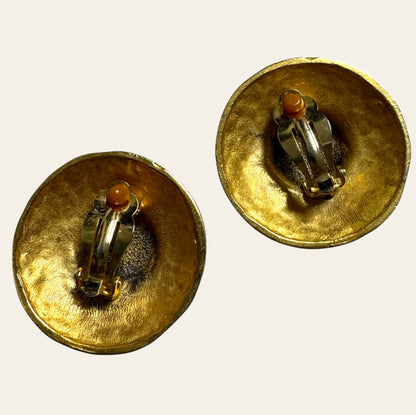 Vintage Sculpted Gold Swirl Earrings