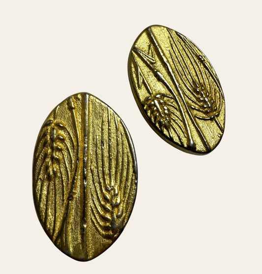 Vintage Large Gold Tone Oval Shaped Clip On Earrings
