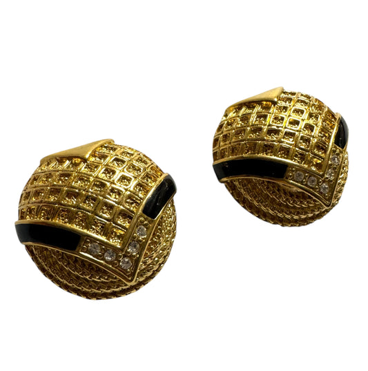 1980's Large Gilded Orbit Clip On Earrings