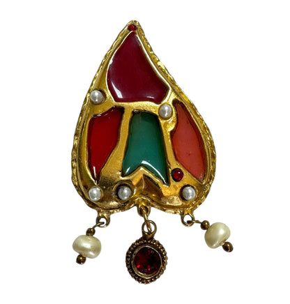 1990s Christian Lacroix Heartbeat Brooch