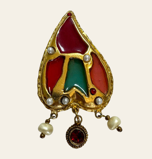 1990s Christian Lacroix Heartbeat Brooch