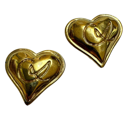 Vintage Christian Lacroix Puffy Heart Clip On Earrings