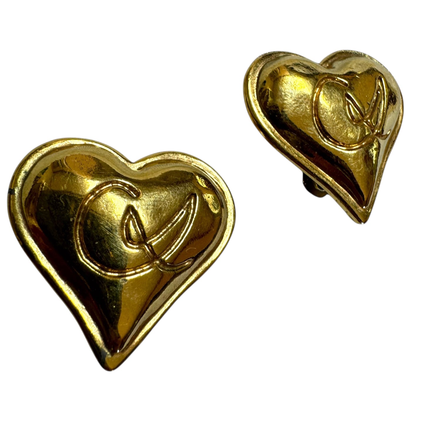 Vintage Christian Lacroix Puffy Heart Clip On Earrings