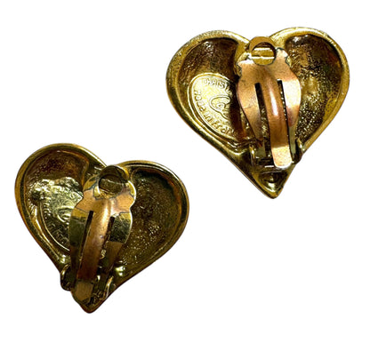 Vintage Christian Lacroix Puffy Heart Clip On Earrings