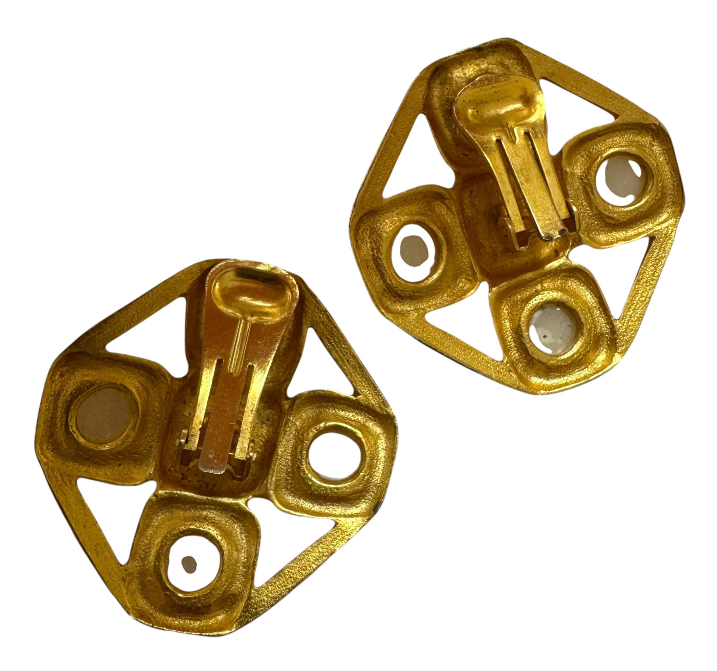 1980s Architectural Pearl Cross Clip On Earrings
