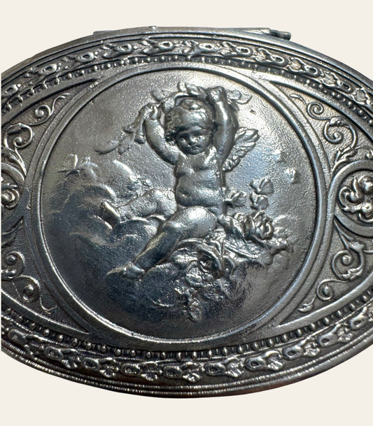 19th-Century French Solid Silver Cherub Box