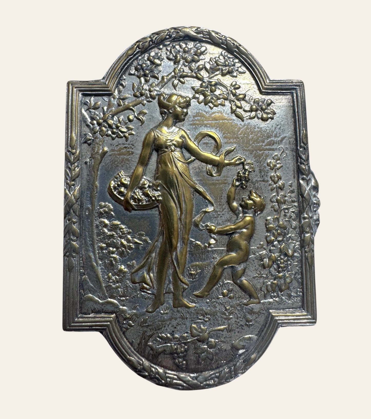 French Art Nouveau Silver & Gilt Box- (c. 1890)