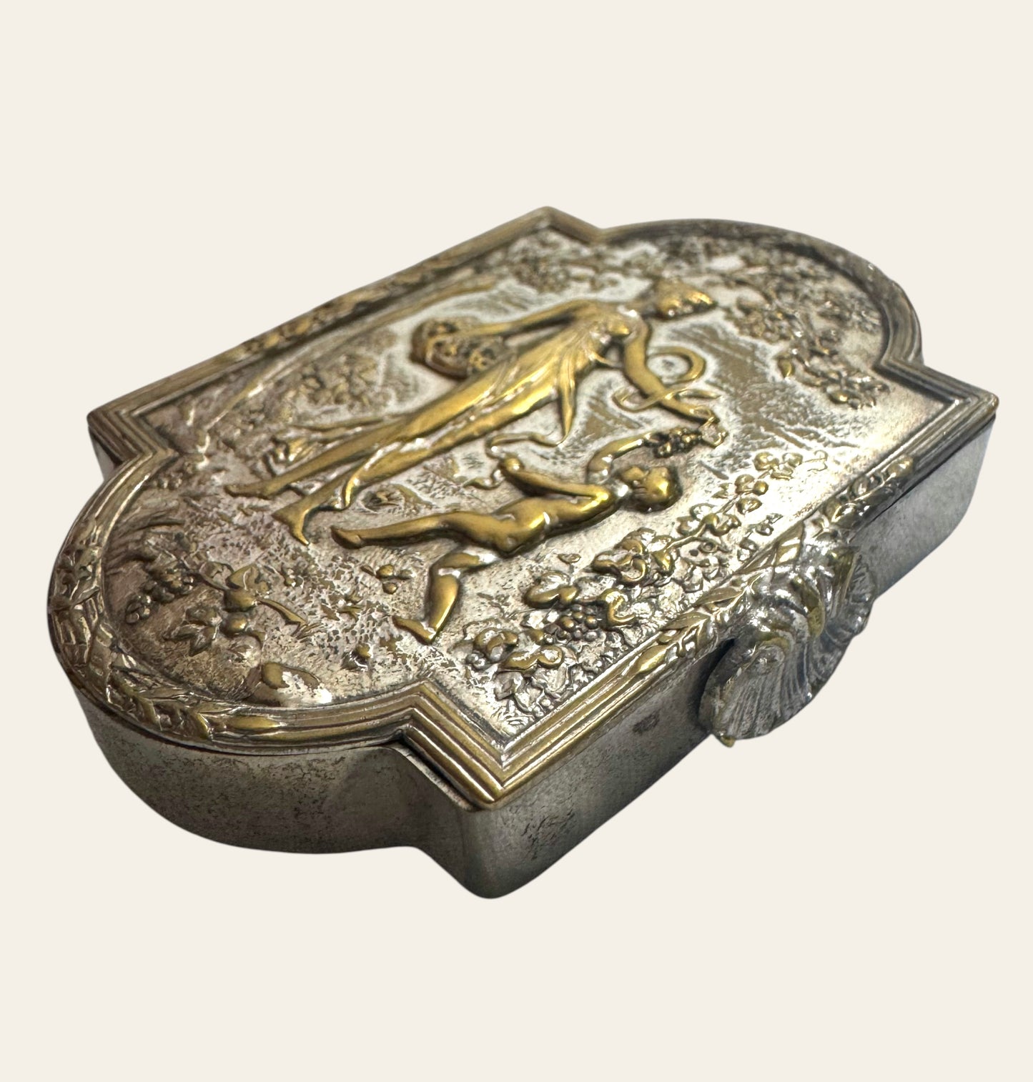 French Art Nouveau Silver & Gilt Box- (c. 1890)