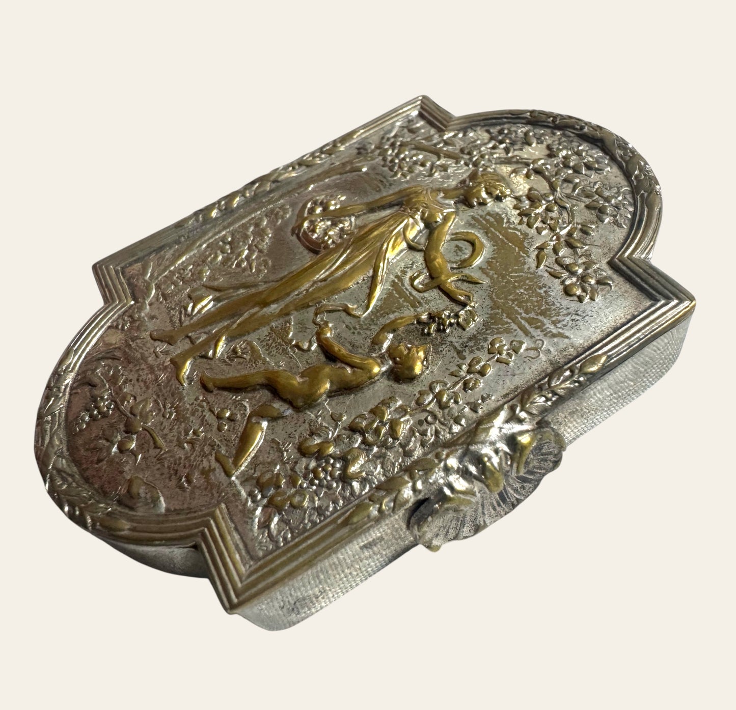 French Art Nouveau Silver & Gilt Box- (c. 1890)