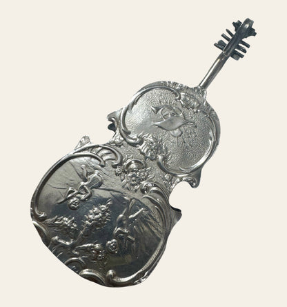 19th Century Silver Violin Etui with Rococo Cherub and Floral Motifs