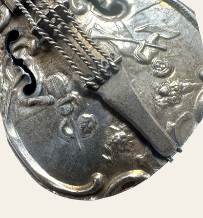 19th Century Silver Violin Etui with Rococo Cherub and Floral Motifs