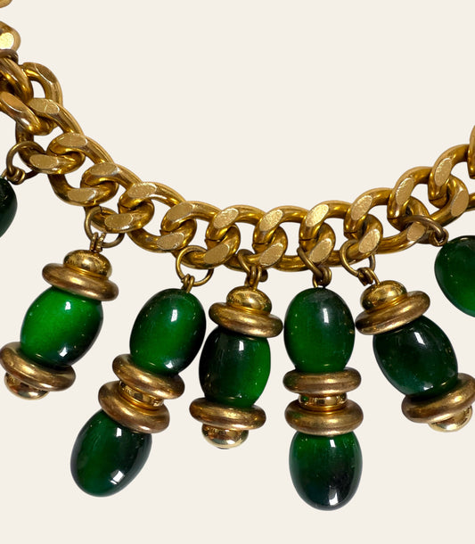 Vintage Massive Chunky Green Collar Necklace