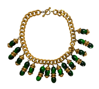 Vintage Massive Chunky Green Collar Necklace