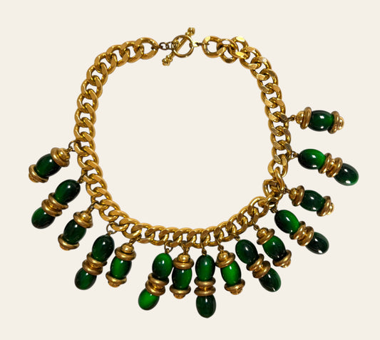 Vintage Massive Chunky Green Collar Necklace