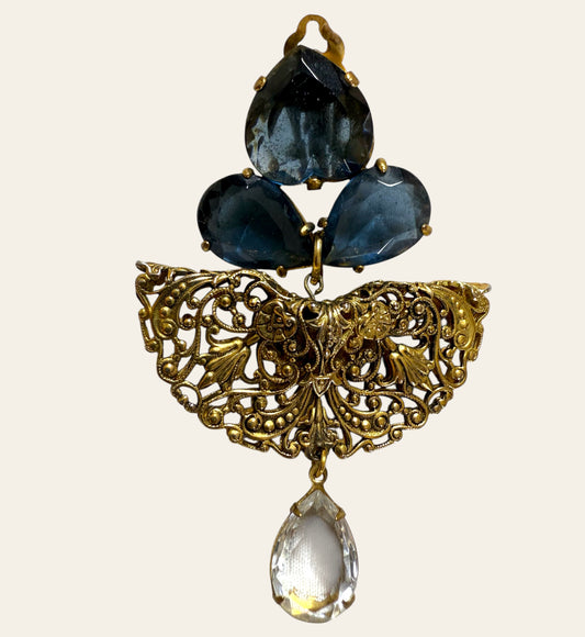 Large Zoe Coste Filigree Drop Clip On Earrings