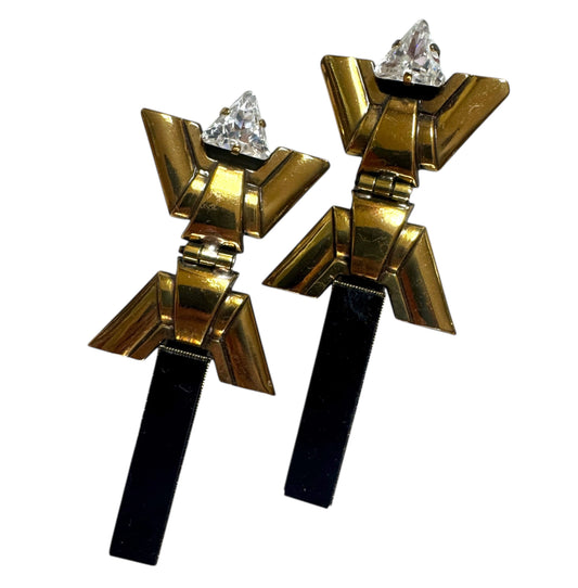 1990's Ermani Bulatti Art Deco Style Clip On Earrings