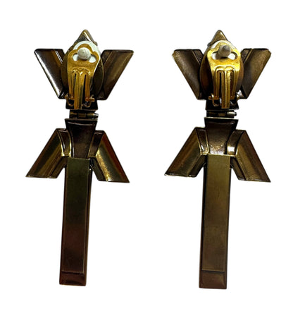 1990's Ermani Bulatti Art Deco Style Clip On Earrings