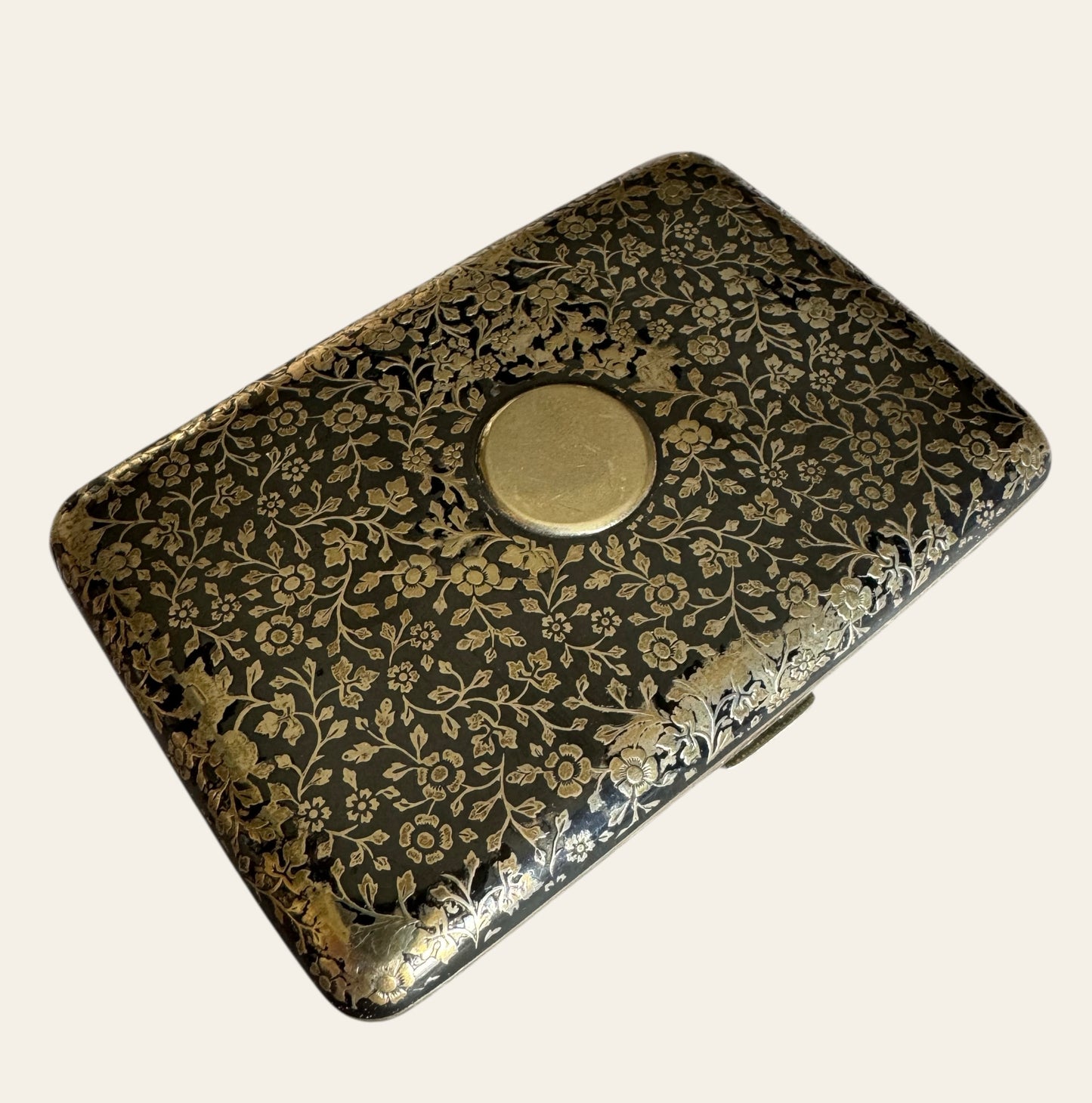 Antique Russian Silver & Niello Floral Cigarette Case (Marked 84, c.1900)