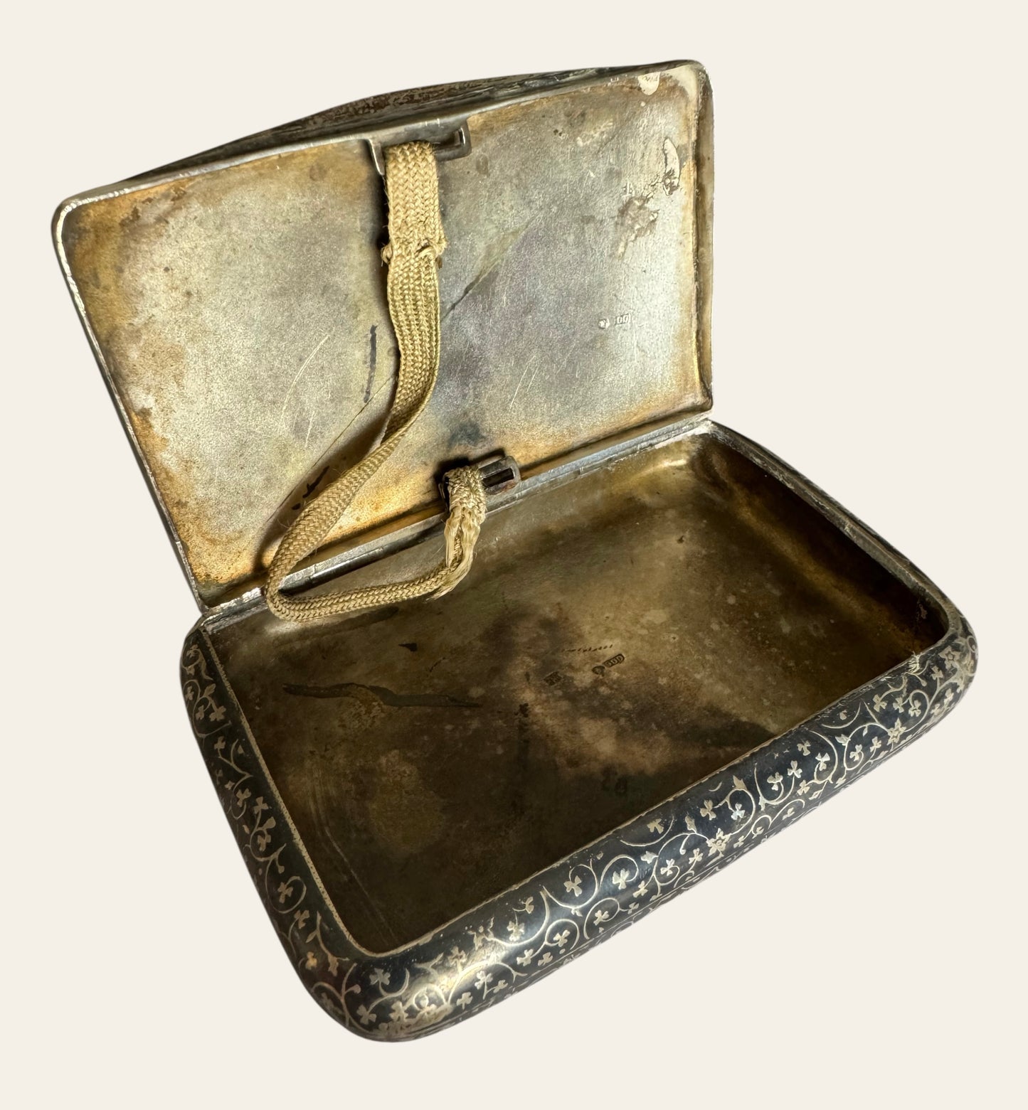 Antique 19th Century Russian Silver Cigarette Case – Niello & Gilded Interior (c.1880s)