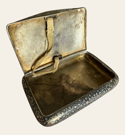 Antique 19th Century Russian Silver Cigarette Case – Niello & Gilded Interior (c.1880s)