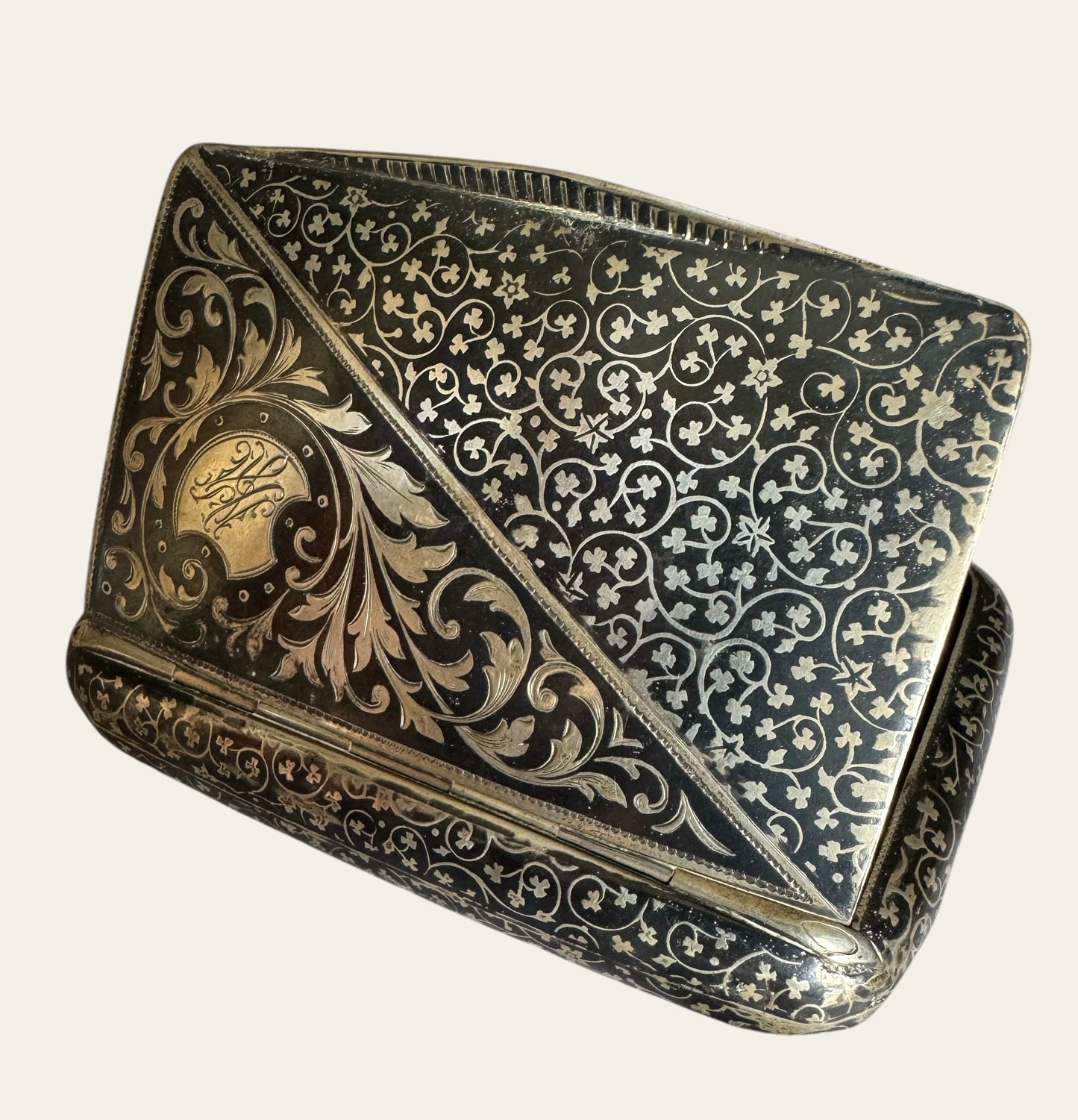 Antique 19th Century Russian Silver Cigarette Case – Niello & Gilded Interior (c.1880s)