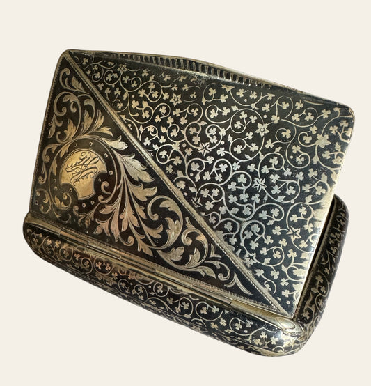 Antique 19th Century Russian Silver Cigarette Case – Niello & Gilded Interior (c.1880s)