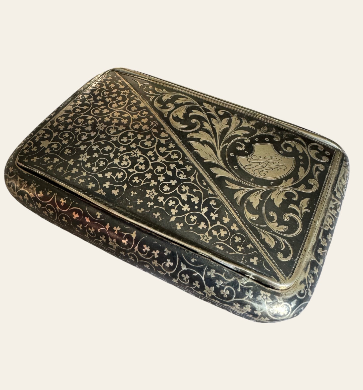Antique 19th Century Russian Silver Cigarette Case – Niello & Gilded Interior (c.1880s)