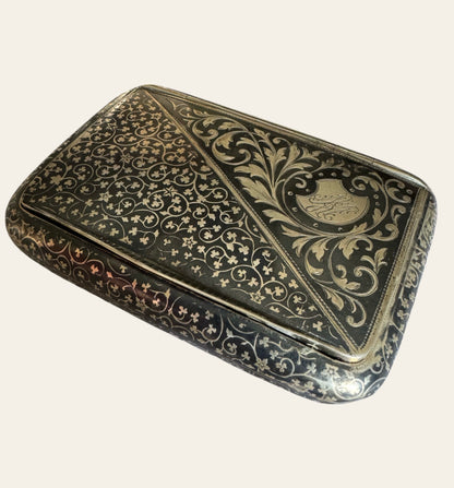 Antique 19th Century Russian Silver Cigarette Case – Niello & Gilded Interior (c.1880s)