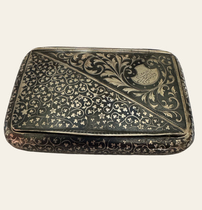 Antique 19th Century Russian Silver Cigarette Case – Niello & Gilded Interior (c.1880s)