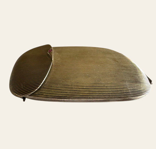 Mid-Century Gilded Silver Vanity Box with Amethyst Cabochon Clasp