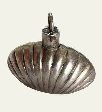 19th-Century Continental Silver Shell Perfume Flask