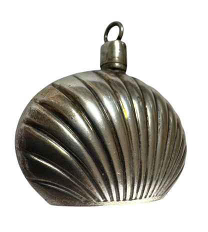 19th-Century Continental Silver Shell Perfume Flask