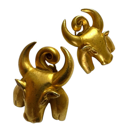 1980s Ram Head Clip On Earrings