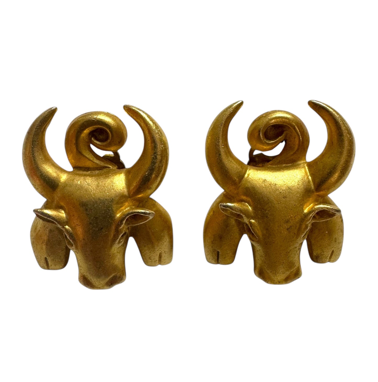 1980s Ram Head Clip On Earrings