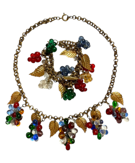 1950s Grape Cluster Necklace & Bracelet Set