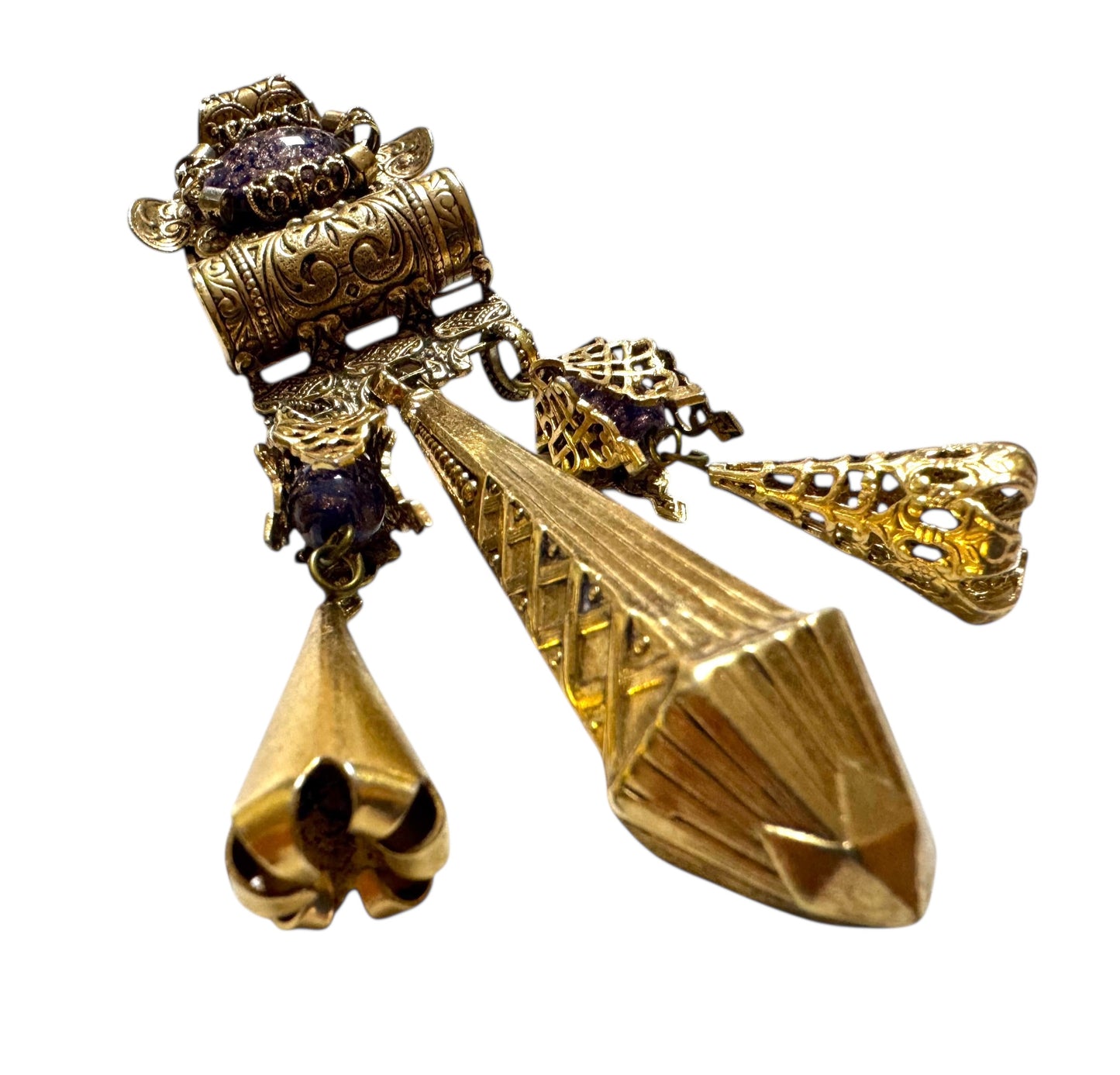 1990's Massive Zoe Coste Clip On Baroque Dangle Earrings