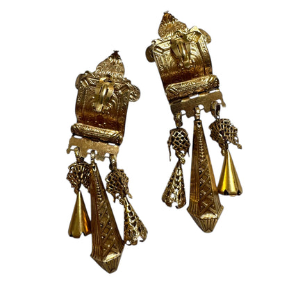 1990's Massive Zoe Coste Clip On Baroque Dangle Earrings