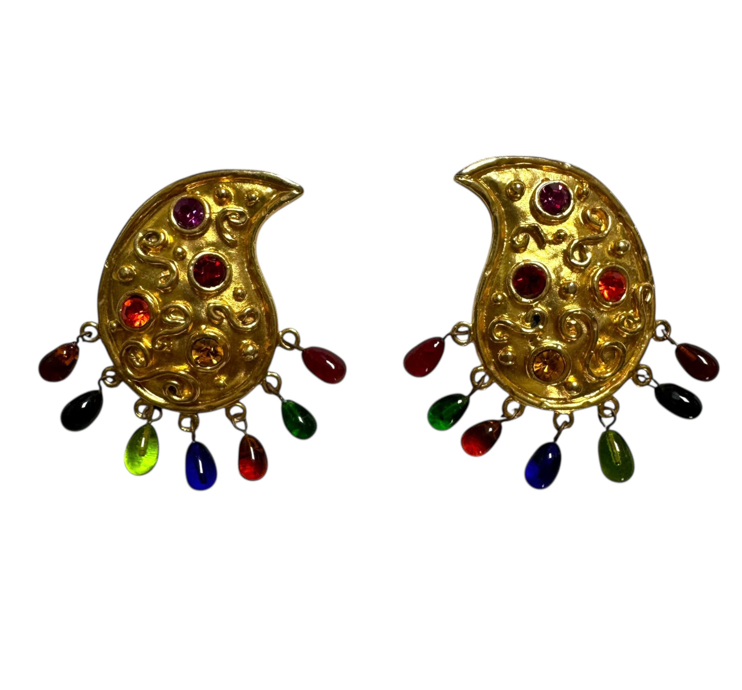Edouard Rambaud Jeweled Drop Clip On Earrings