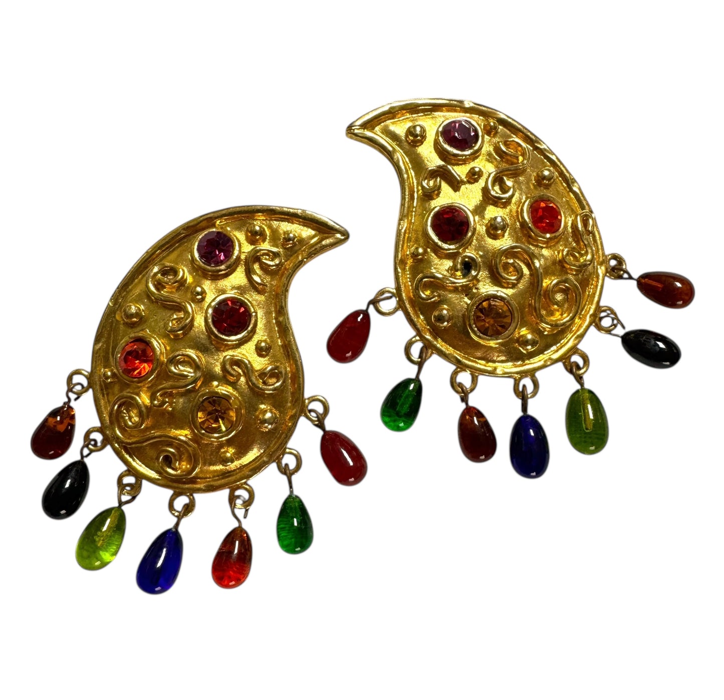 Edouard Rambaud Jeweled Drop Clip On Earrings