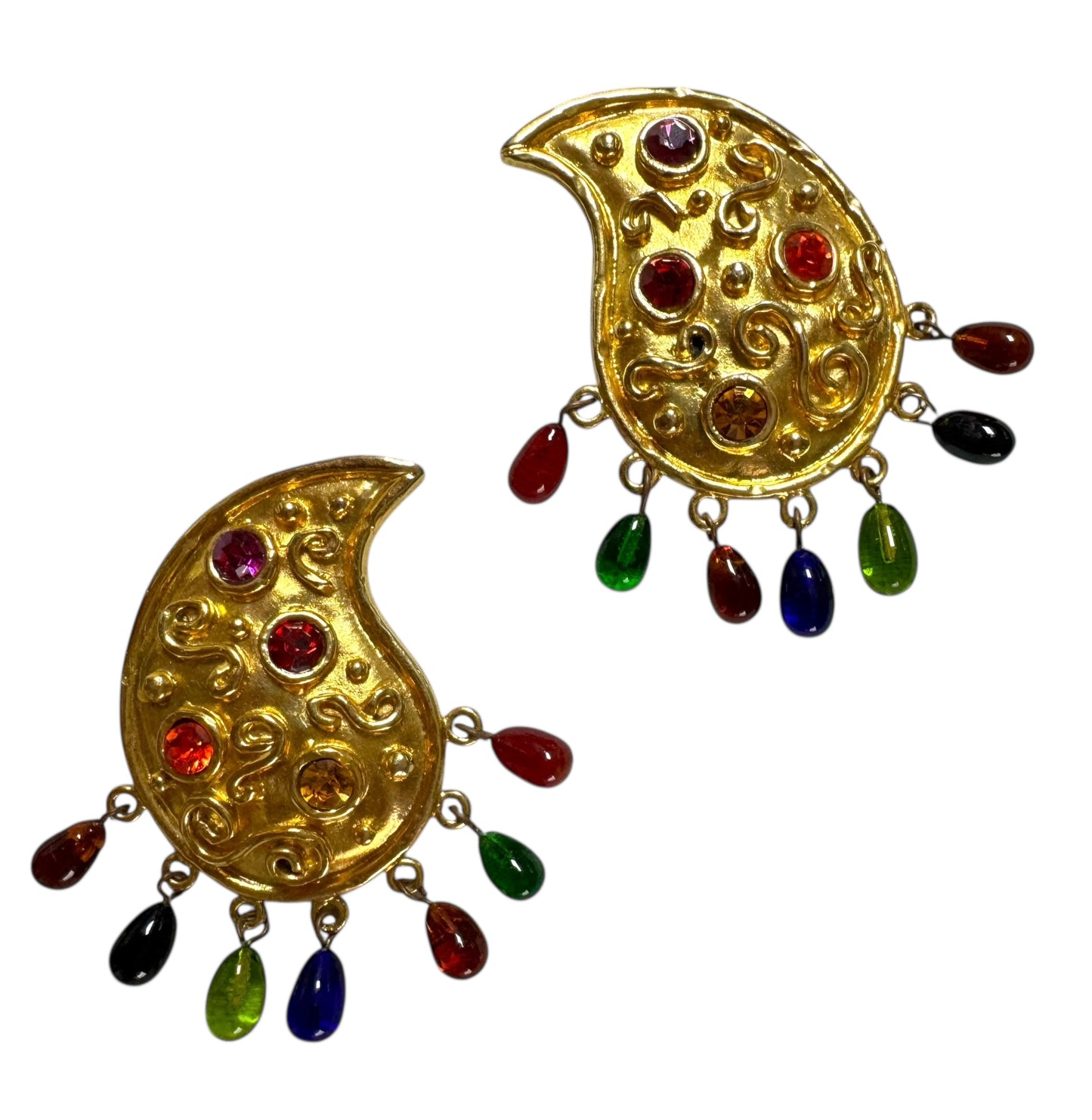 Edouard Rambaud Jeweled Drop Clip On Earrings