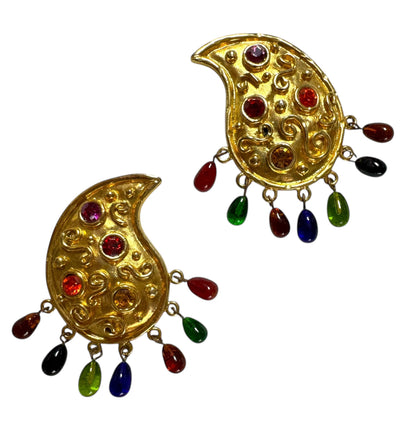 Edouard Rambaud Jeweled Drop Clip On Earrings