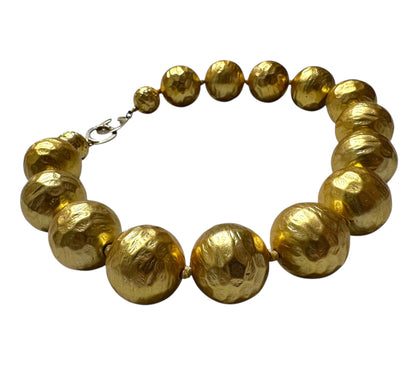 Les Bernard Hammered Gold Tone Necklace And Earrings Set