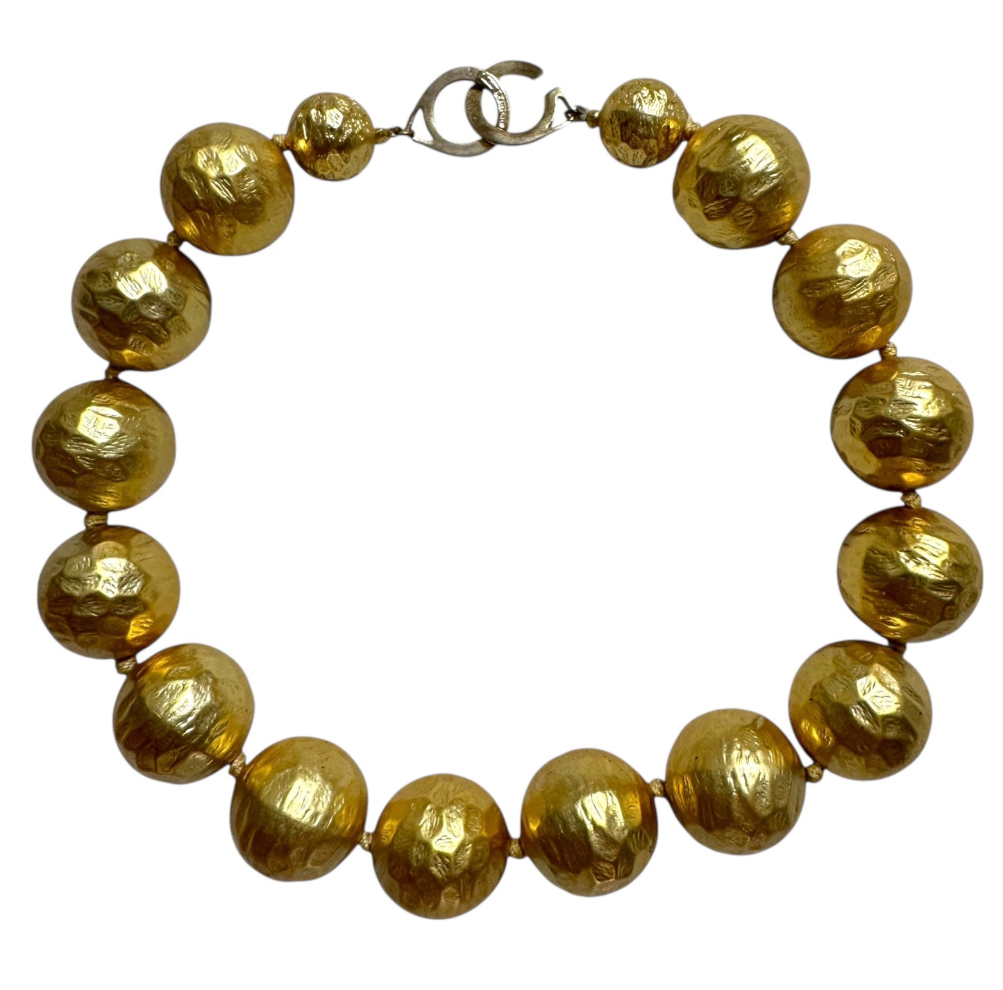 Les Bernard Hammered Gold Tone Necklace And Earrings Set