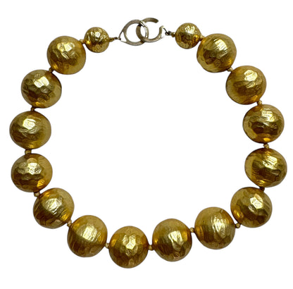 Les Bernard Hammered Gold Tone Necklace And Earrings Set