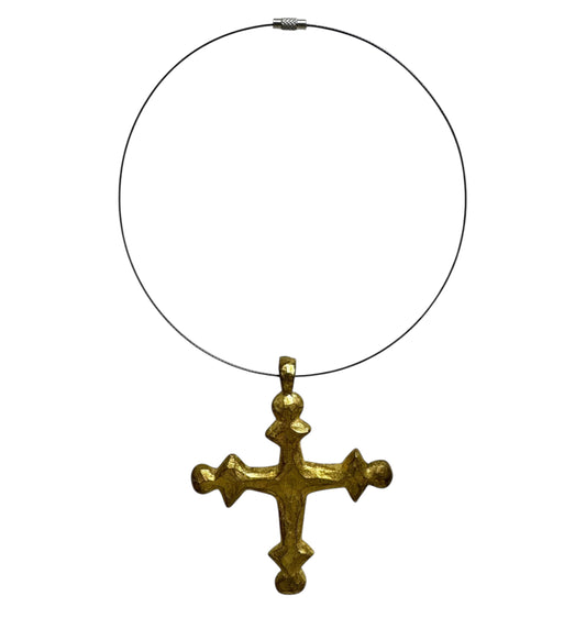 1990s Large Sculptural Cross Pendant