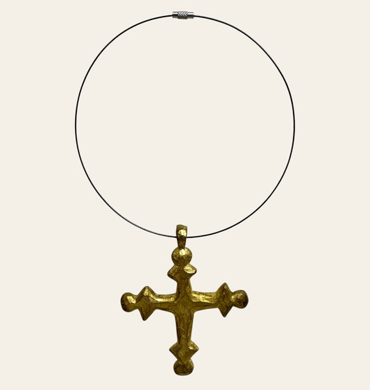 1990s Large Sculptural Cross Pendant